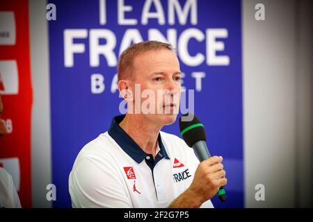 Vincent Collet, Coach of the French Men's Team during the Press conference on July 29, 2019 at INSEP (Institut national du sport, de l'expertise et de la performance) in Paris, France before the departure to FIBA Basketball World Cup China 2019 - Photo Ann-Dee LAMOUR / CDP MEDIA / DPPI Stock Photo