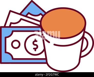 Caffeine dependence RGB color icon Stock Vector