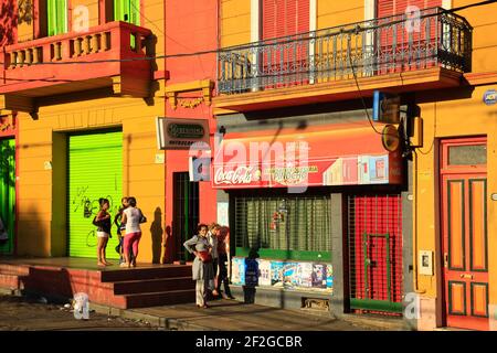 geography / travel, Argentina, Buenos Aires, Buenos Aires, One of the typical colourful houses of the , Additional-Rights-Clearance-Info-Not-Available Stock Photo
