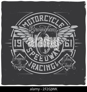 Vintage label design with lettering composition on dark background. T-shirt design. Stock Vector