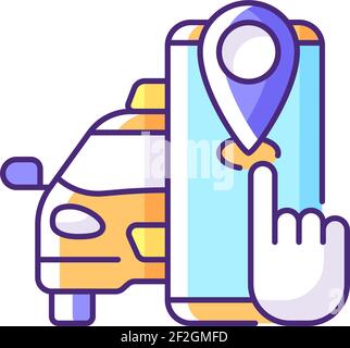 Taxi tracker RGB color icon Stock Vector