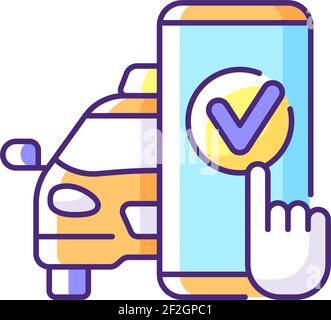 Taxi booking RGB color icon Stock Vector