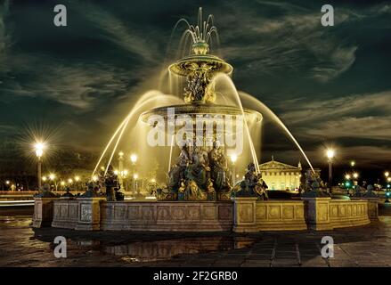 Fountain des Mers at the Place de la Concorde in Paris Stock Photo