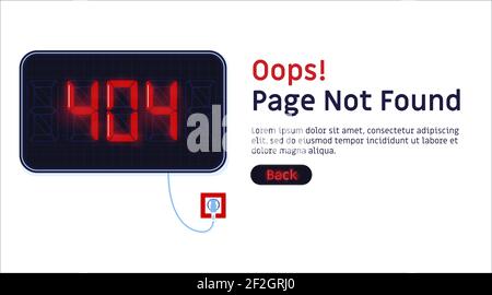 404 error. Page not found website vector template. Stock Vector