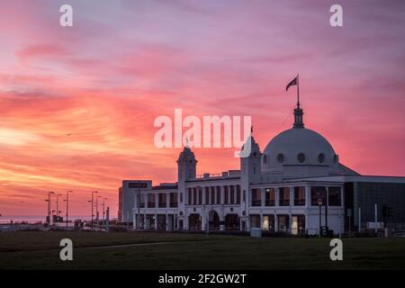 Sunrise over Spanish City, Whitley Bay, North Tyneside Stock Photo