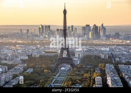 Paris, France - September 15, 2019: Aerial view of Paris from the terrace of the Montparnasse tower