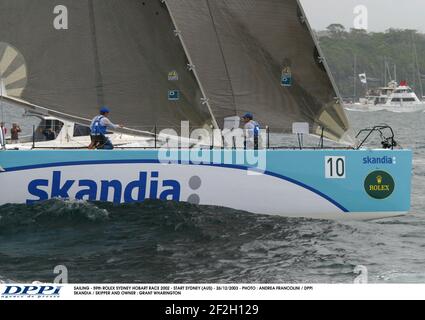 SAILING - 59th ROLEX SYDNEY HOBART RACE 2003 - START SYDNEY (AUS) - 26/12/2003 - PHOTO : ANDREA FRANCOLINI / DPPI SKANDIA / SKIPPER AND OWNER : GRANT WHARINGTON Stock Photo