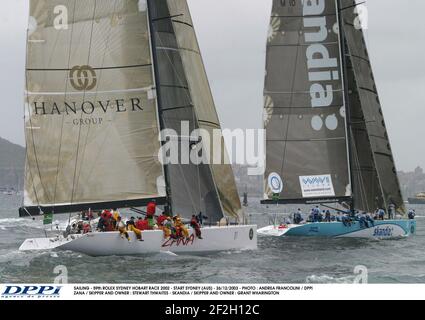 SAILING - 59th ROLEX SYDNEY HOBART RACE 2003 - START SYDNEY (AUS) - 26/12/2003 - PHOTO : ANDREA FRANCOLINI / DPPI ZANA / SKIPPER AND OWNER : STEWART THWAITES - SKANDIA / SKIPPER AND OWNER : GRANT WHARINGTON Stock Photo