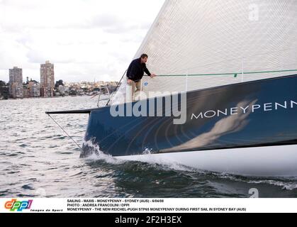 SAILING - MAXIS - MONEYPENNY - SYDNEY (AUS) - 6/04/08 PHOTO : ANDREA FRANCOLINI / DPPI MONEYPENNY - THE NEW REICHEL-PUGH STP65 MONEYPENNY DURING FIRST SAIL IN SYDNEY BAY (AUS) Stock Photo