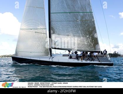 SAILING - MAXIS - MONEYPENNY - SYDNEY (AUS) - 6/04/08 PHOTO : ANDREA FRANCOLINI / DPPI MONEYPENNY - THE NEW REICHEL-PUGH STP65 MONEYPENNY DURING FIRST SAIL IN SYDNEY BAY (AUS) Stock Photo