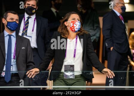 Roxana Maracineanu, French Sports Minister, during the UEFA Women's Champions League Final football match between VFL Wolfsburg and Olympique Lyonnais on August 30, 2020 at Anoeta stadium in San Sebastian, Spain - Photo Antoine Massinon / A2M Sport Consulting / DPPI Stock Photo