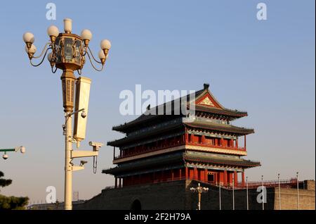 Zhengyangmen Gate (Qianmen). This famous gate is located at the south of Tiananmen Square in Beijing, China Stock Photo