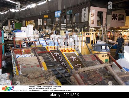 TRAVEL - JAPAN - TOKYO (JAP) - 14/09/2006 PHOTO : ANDREA FRANCOLINI / DPPI TSUKIJI MARKET / BIGGEST FISH MARKET IN THE WORLD Stock Photo