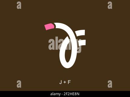 White pink color of JF initial letter design Stock Vector