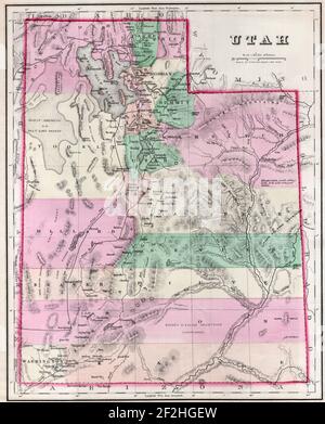 Map of Utah, 1874 Stock Photo