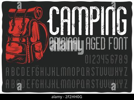 Vintage label typeface named "Camping". Good handcrafted font for any label design. Stock Vector