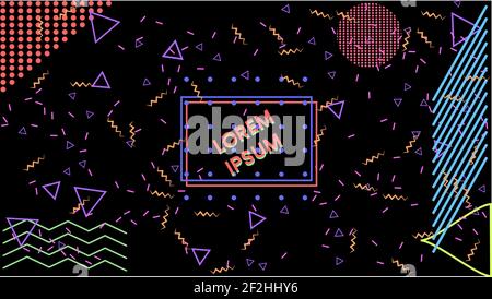 Memphis retro style geometric shape background for fashion, style, shop, technology Stock Vector
