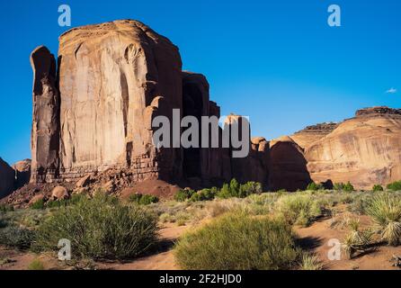 Cliff Face of Spearhead Mesa Rock Formation in Monument Valley Tribal Park in Arizona, United States Stock Photo