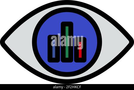 Eye With Market Chart Inside Pupil Icon. Editable Thick Outline With Color Fill Design. Vector Illustration. Stock Vector