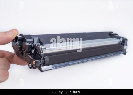 Old replaced printer cartridge on a white background Stock Photo
