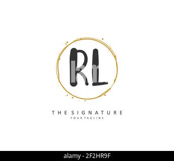 RL Initial letter handwriting and signature logo. A concept handwriting initial logo with template element. Stock Vector