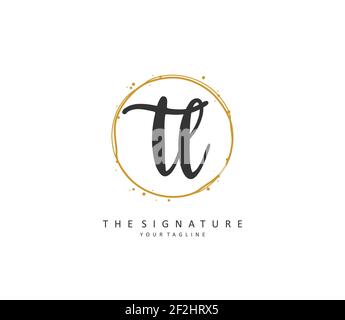TL Initial letter handwriting and signature logo. A concept handwriting initial logo with template element. Stock Vector