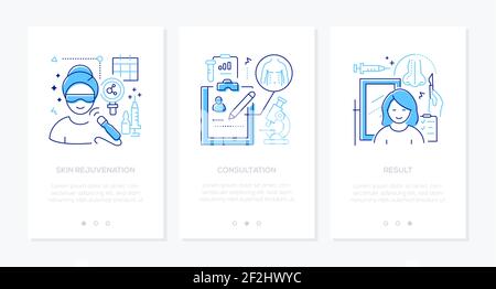 Plastic surgery - modern line design style web banners with copy space for text. Healthcare, beautification and medical clinic idea. Skin rejuvenation Stock Vector