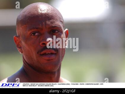 ATHLETICS - MOUNT SAN ANTONIO COLLEGE RELAYS - CALIFORNIA (USA) - 19/04/2003 - PHOTO : CHRISTOPHE BAUDRY / DPPI MEN 200 M - MAURICE GREENE (USA) Stock Photo