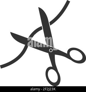 scissors cutting thread or rope isolated on white background vector illustration Stock Vector