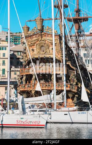 Neptune Galleon, Porto Antico (Old Port), Genoa, Liguria, Italy Stock Photo