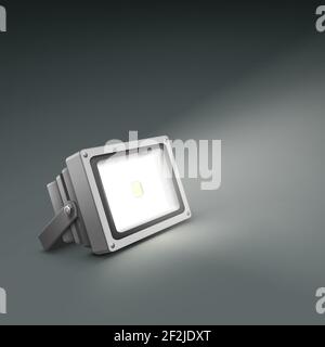 Vector floor illuminated spotlight close up side view isolated on dark grey background Stock Vector