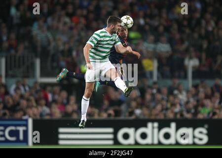 FOOTBALL - UEFA CHAMPIONS LEAGUE 2012/2013 - GROUP G - FC BARCELONA v CELTIC GLASGOW - 23/10/2012 - PHOTO MANUEL BLONDEAU / AOP PRESS / DPPI - CHARLIE MULGREW AND ADRIANO Stock Photo