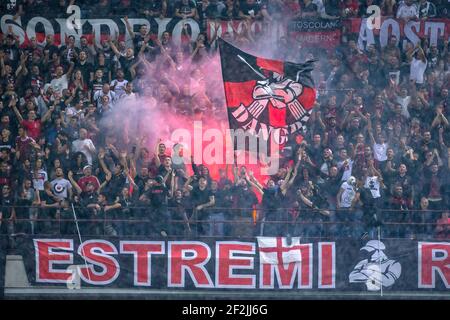 AC Milan fans during the Italian championship Serie A football match between AC Milan and AS Roma on August 31, 2018 at San Siro stadium in Milan, Italy - Photo Morgese - Rossini / DPPI Stock Photo