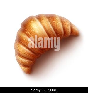 Vector fresh crispy french croissant top view isolated on white background Stock Vector