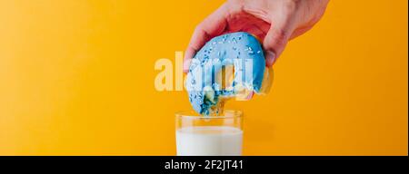 Blue and yellow donut banner Stock Photo