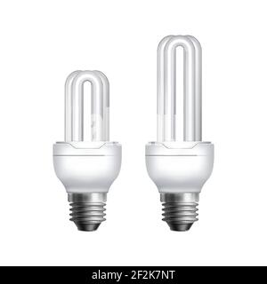 Two vector compact fluorescent energy saving lamps on white background Stock Vector