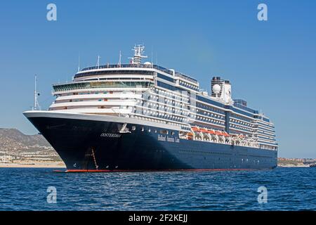 MS Oosterdam, Vista class cruise ship of the Holland America Line moored at the city Cabo San Lucas on the peninsula of Baja California Sur, Mexico Stock Photo