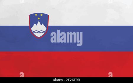 Slovenia flag with waving grunge texture. Vector background. Stock Vector