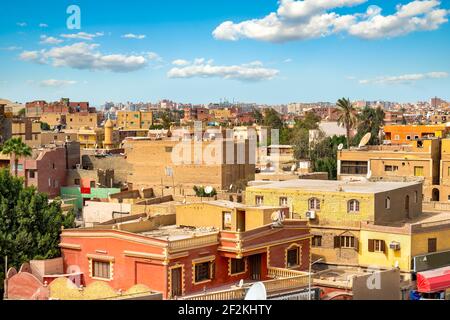 Giza residential neighbourhood from plateau at sunny day Stock Photo