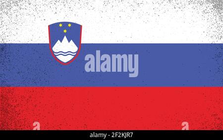 Slovenia flag with waving grunge texture. Vector background. Stock Vector