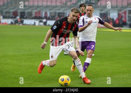 Alexis Saelemaekers during the Italian championship Serie A football match between AC Milan and AC Fiorentina on November 29, 2020 at San Siro stadium in Milan, Italy - Photo Morgese-Rossini / DPPI Stock Photo