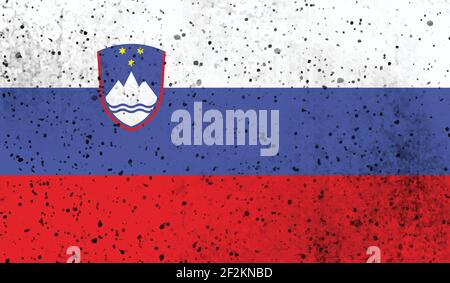 Slovenia flag with waving grunge texture. Vector background. Stock Vector