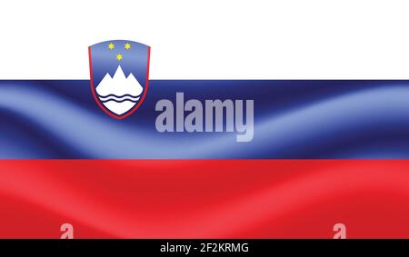 Slovenia flag with waving grunge texture. Vector background. Stock Vector