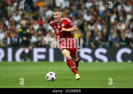 Bastian Schweinsteiger of FC Bayern Munich during the UEFA Champions League 2013/2014 football match semi final, first leg between Real Madrid and Bayern Munich on April 23, 2014 at Santiago Bernabeu stadium in Madrid, Spain. Photo Manuel Blondeau / AOP Press / DPPI Stock Photo