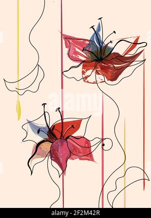 Watercolor colorful abstract flowers illustration Stock Vector