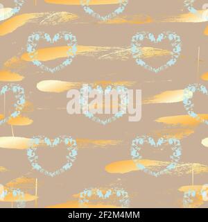 Hearts and brush strokes seamless pattern Stock Vector