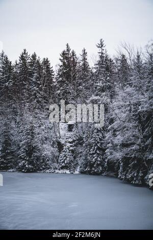 Germany, Saxony, Ore Mountains, Greifensteine im Winter Stock Photo
