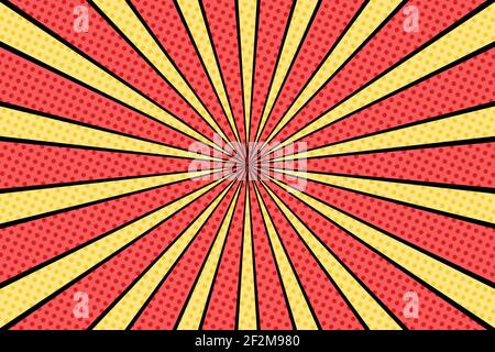 Vector comic book background. Sunburst halftone pattern in pop art ...