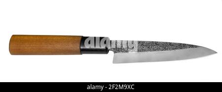 Traditional Japanese Chefs Knife isolated on white Background with Clipping Path Stock Photo