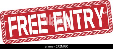 Free entry red square stamp text on white Stock Vector